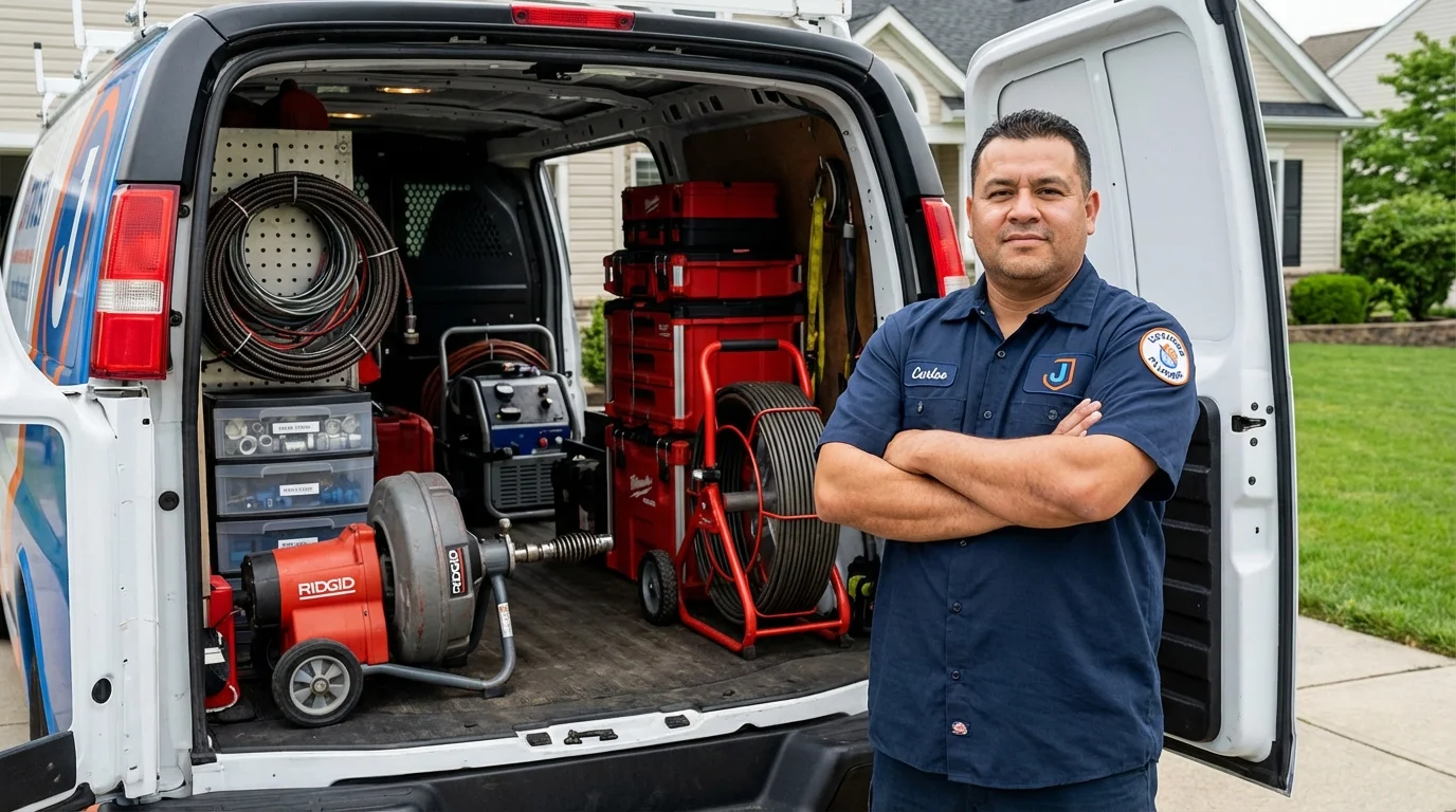 Professional drain cleaning equipment and Johns Plumbing LLC plumber in Sedgwick